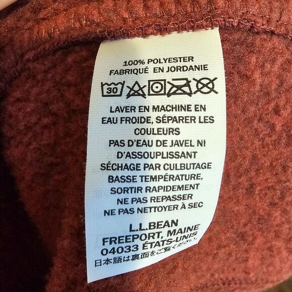 LL Bean Mens Jacket Large Regular Rust Knit Slightly Fitted Casual Fleece - Picture 11 of 14